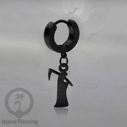 Stainless Steel Anting Cuffs Earring Halloween warna hitam dengan Liontin, Charm, tengkorak, sihir, laba-2