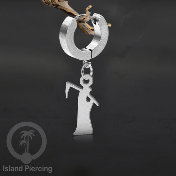 Stainless Steel Anting Cuffs Earring Halloween warna silver dengan Liontin, Charm, tengkorak, sihir, laba-2.