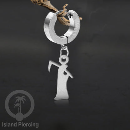 Stainless Steel Anting Cuffs Earring Halloween warna silver dengan Liontin, Charm, tengkorak, sihir, laba-2.