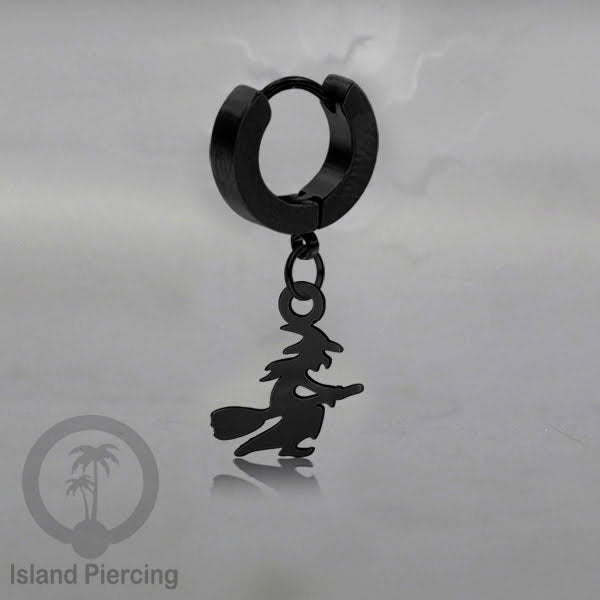 Stainless Steel Anting Cuffs Earring Halloween warna hitam dengan Liontin, Charm, tengkorak, sihir, laba-2