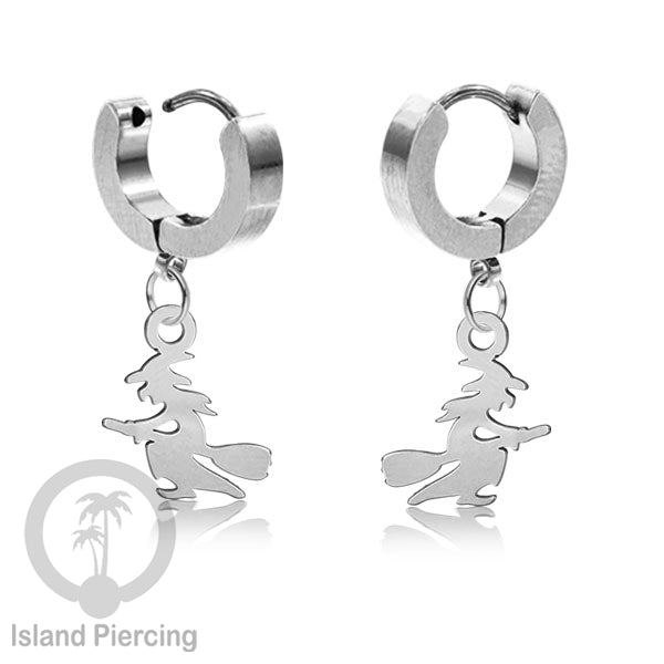 Stainless Steel Anting Cuffs Earring Halloween warna silver dengan Liontin, Charm, tengkorak, sihir, laba-2.