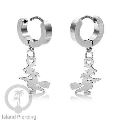 Stainless Steel Anting Cuffs Earring Halloween warna silver dengan Liontin, Charm, tengkorak, sihir, laba-2.