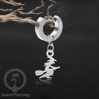 Stainless Steel Anting Cuffs Earring Halloween warna silver dengan Liontin, Charm, tengkorak, sihir, laba-2.