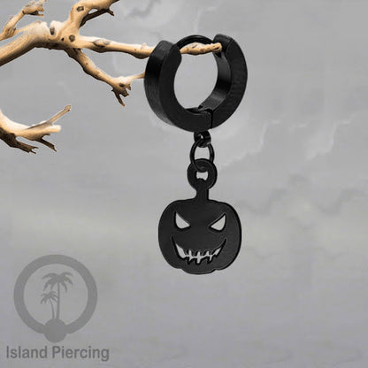 Stainless Steel Anting Cuffs Earring Halloween warna hitam dengan Liontin, Charm, tengkorak, sihir, laba-2