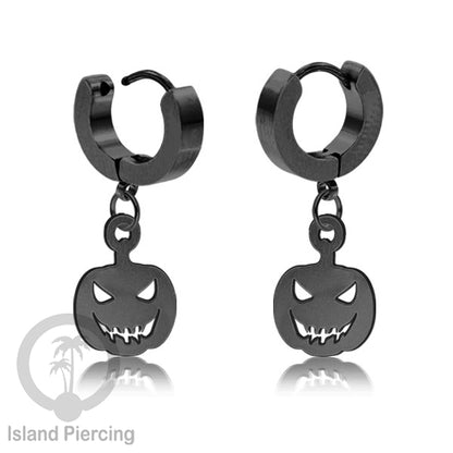 Stainless Steel Anting Cuffs Earring Halloween warna hitam dengan Liontin, Charm, tengkorak, sihir, laba-2