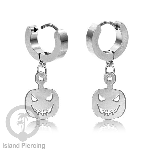Stainless Steel Anting Cuffs Earring Halloween warna silver dengan Liontin, Charm, tengkorak, sihir, laba-2.