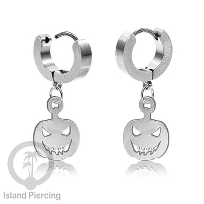 Stainless Steel Anting Cuffs Earring Halloween warna silver dengan Liontin, Charm, tengkorak, sihir, laba-2.