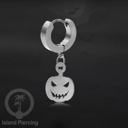 Stainless Steel Anting Cuffs Earring Halloween warna silver dengan Liontin, Charm, tengkorak, sihir, laba-2.