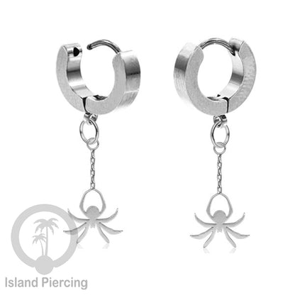 Stainless Steel Anting Cuffs Earring Halloween warna silver dengan Liontin, Charm, tengkorak, sihir, laba-2.