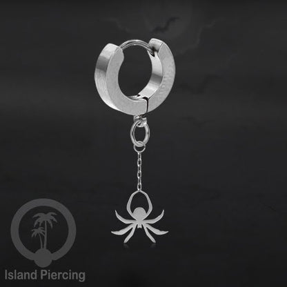 Stainless Steel Anting Cuffs Earring Halloween warna silver dengan Liontin, Charm, tengkorak, sihir, laba-2.