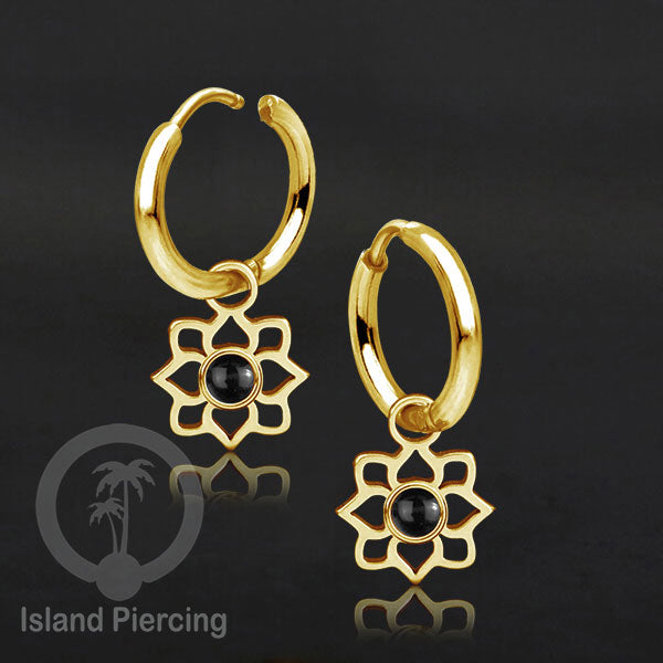 Anting Hoop warna gold dengan Charm, Hiasan Perhiasan, berisi warna epoxy atau Kristal Zirconia