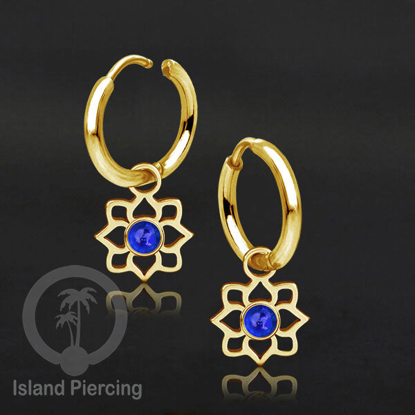 Anting Hoop warna gold dengan Charm, Hiasan Perhiasan, berisi warna epoxy atau Kristal Zirconia