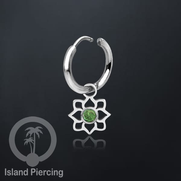 Anting Hoop warna Silver dengan Charm, Hiasan Perhiasan, berisi warna epoxy atau Kristal Zirconia