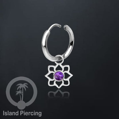 Anting Hoop warna Silver dengan Charm, Hiasan Perhiasan, berisi warna epoxy atau Kristal Zirconia