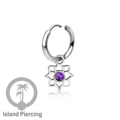 Anting Hoop warna Silver dengan Charm, Hiasan Perhiasan, berisi warna epoxy atau Kristal Zirconia