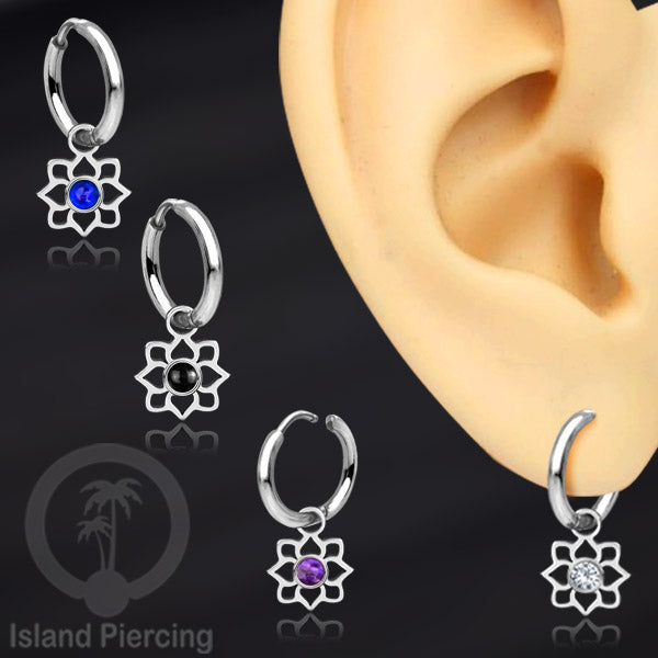Anting Hoop warna Silver dengan Charm, Hiasan Perhiasan, berisi warna epoxy atau Kristal Zirconia