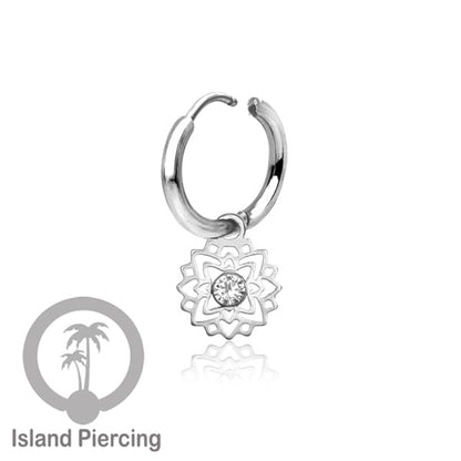 Anting Hoop warna Silver dengan Hiasan Perhiasan kecil, Charm, berisi warna epoxy atau Kristal Zirconia