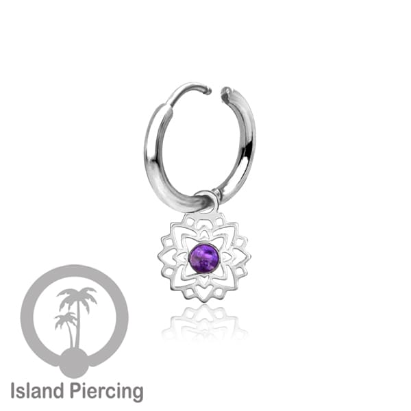 Anting Hoop warna Silver dengan Hiasan Perhiasan kecil, Charm, berisi warna epoxy atau Kristal Zirconia