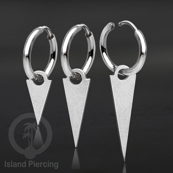 Anting Hoop stainless steel dengan Hiasan Perhiasan dengan spike warna silver 3 ukuran