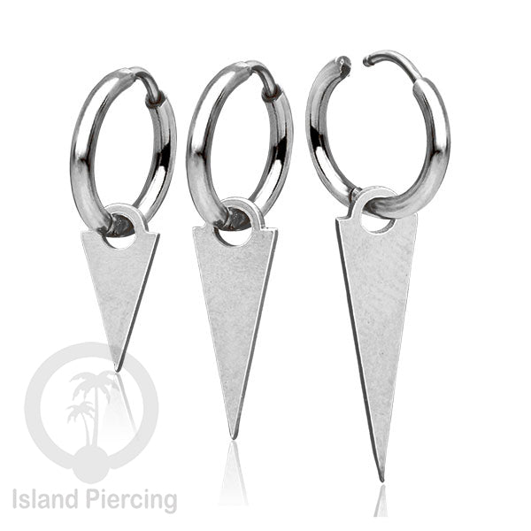 Anting Hoop stainless steel dengan Hiasan Perhiasan dengan spike warna silver 3 ukuran