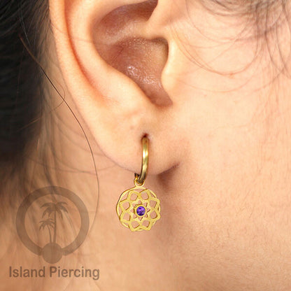 Anting Hoop warna Gold dengan Hiasan Perhiasan kecil, Charm, berisi warna Epoxy yang kualitas tinggi