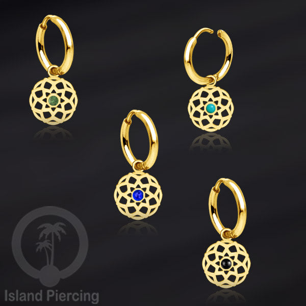 Anting Hoop warna Gold dengan Hiasan Perhiasan kecil, Charm, berisi warna Epoxy yang kualitas tinggi