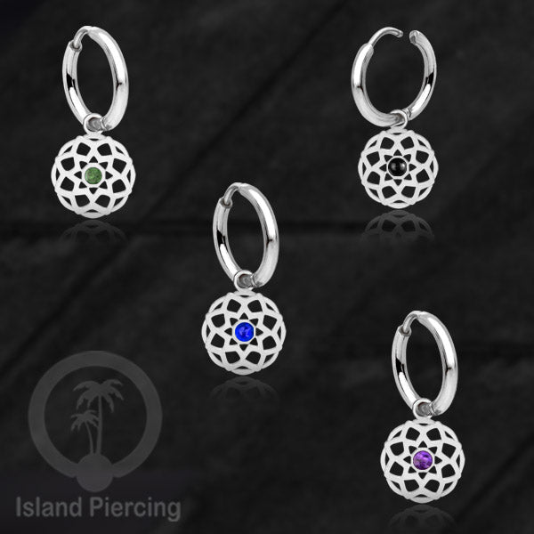 Anting Hoop warna Silver dengan Hiasan Perhiasan kecil, Charm, berisi warna Epoxy yang kualitas tinggi