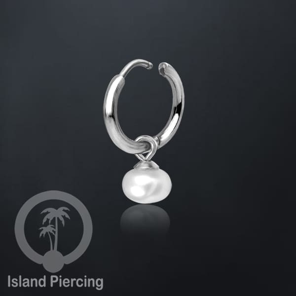 Anting Hoop stainless baja beda dengan Hiasan Perhiasan mutiara asli pilihan warna emas atau silver