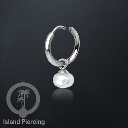 Anting Hoop stainless baja beda dengan Hiasan Perhiasan mutiara asli pilihan warna emas atau silver