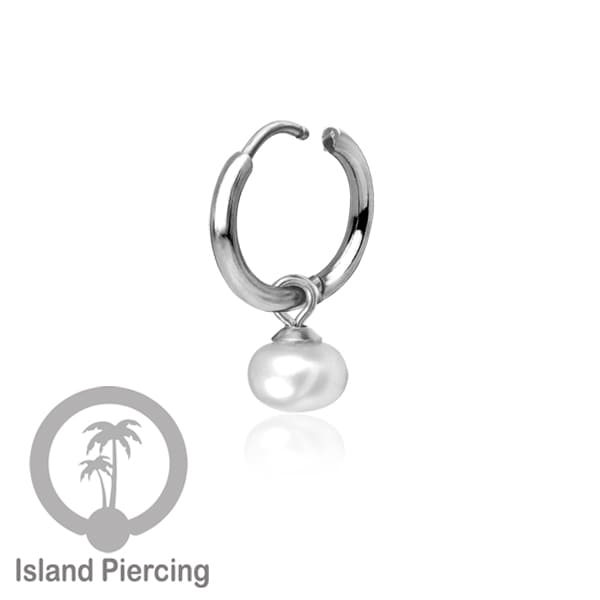 Anting Hoop stainless baja beda dengan Hiasan Perhiasan mutiara asli pilihan warna emas atau silver