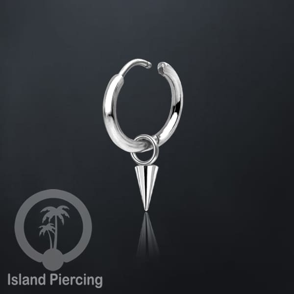 Anting Hoop Stainless Steel 316L dengan Hiasan Perhiasan bentuk Spike bulat warna Gold dan Silver