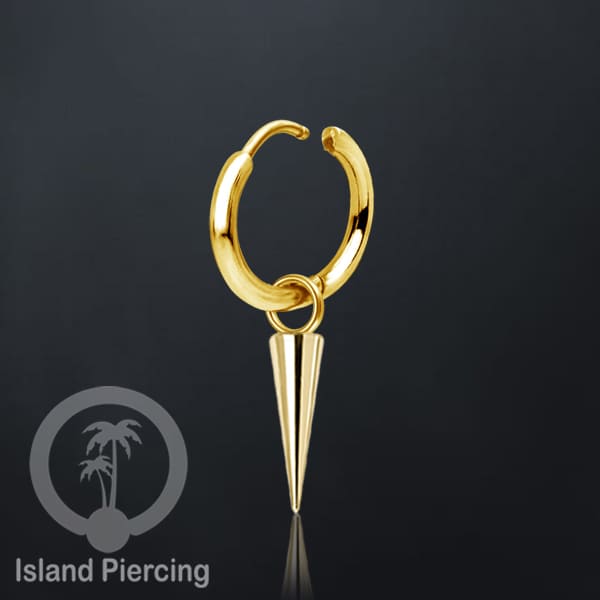 Anting Hoop Stainless Steel 316L dengan Hiasan Perhiasan bentuk Spike bulat warna Gold dan Silver