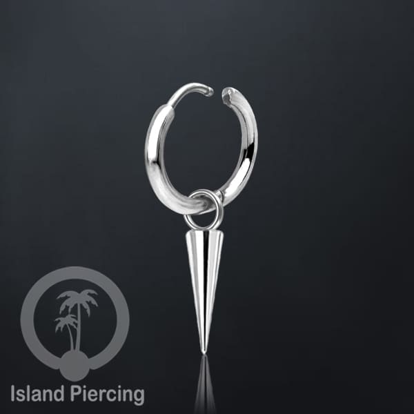 Anting Hoop Stainless Steel 316L dengan Hiasan Perhiasan bentuk Spike bulat warna Gold dan Silver