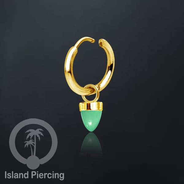 Anting Hoop warna gold dengan Hiasan Perhiasan kecil, Charm, batu atau kaca bentuk peluru sangat popular