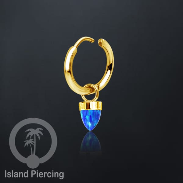 Anting Hoop warna gold dengan Hiasan Perhiasan kecil, Charm, batu atau kaca bentuk peluru sangat popular