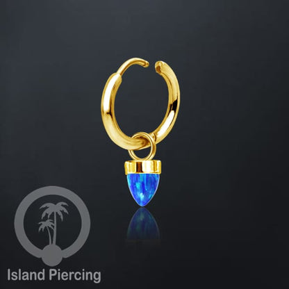 Anting Hoop warna gold dengan Hiasan Perhiasan kecil, Charm, batu atau kaca bentuk peluru sangat popular