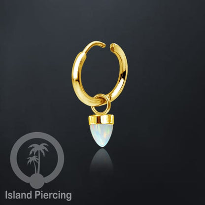 Anting Hoop warna gold dengan Hiasan Perhiasan kecil, Charm, batu atau kaca bentuk peluru sangat popular