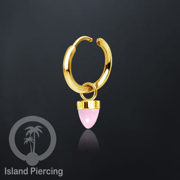 Anting Hoop warna gold dengan Hiasan Perhiasan kecil, Charm, batu atau kaca bentuk peluru sangat popular