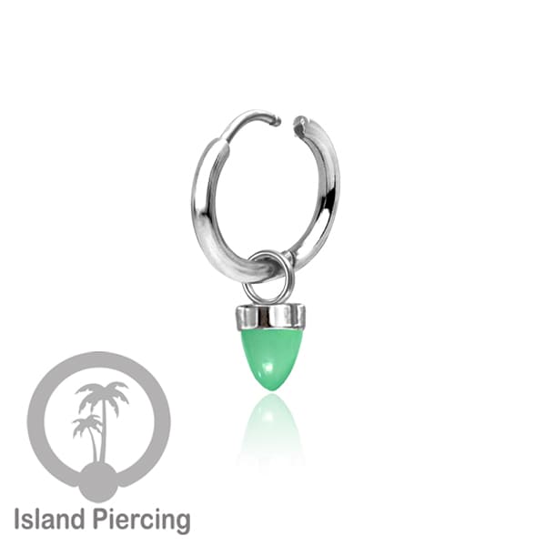 Anting Hoop warna silver dengan Hiasan Perhiasan kecil, Charm, batu atau kaca bentuk peluru sangat popular