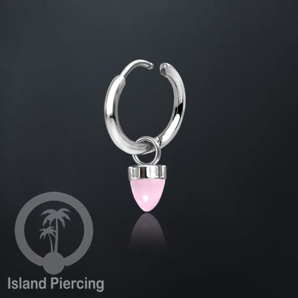 Anting Hoop warna silver dengan Hiasan Perhiasan kecil, Charm, batu atau kaca bentuk peluru sangat popular