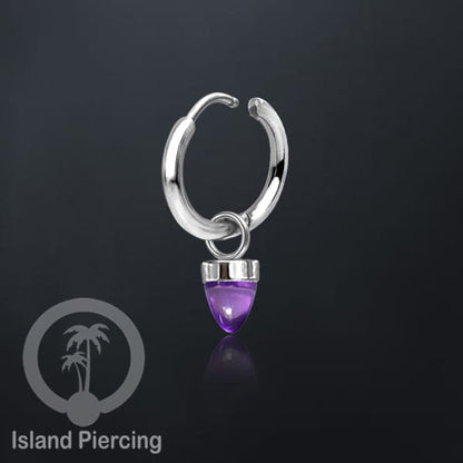 Anting Hoop warna silver dengan Hiasan Perhiasan kecil, Charm, batu atau kaca bentuk peluru sangat popular