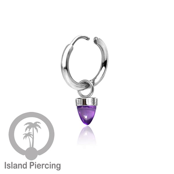 Anting Hoop warna silver dengan Hiasan Perhiasan kecil, Charm, batu atau kaca bentuk peluru sangat popular