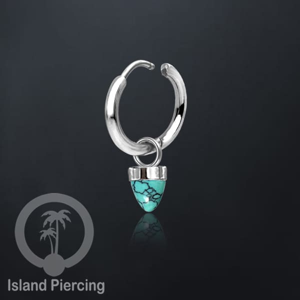 Anting Hoop warna silver dengan Hiasan Perhiasan kecil, Charm, batu atau kaca bentuk peluru sangat popular
