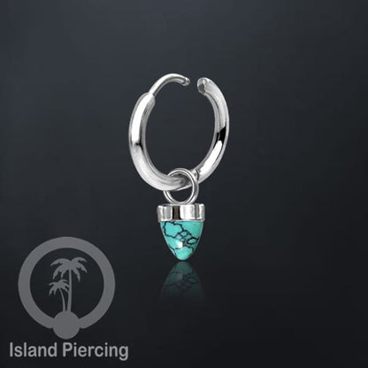 Anting Hoop warna silver dengan Hiasan Perhiasan kecil, Charm, batu atau kaca bentuk peluru sangat popular