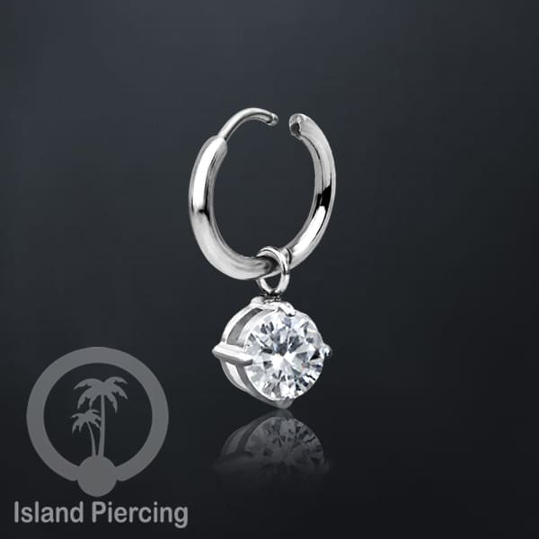 Anting Hoop warna silver dengan Hiasan Perhiasan kecil, Charm, kristal bening pilihan banyak model