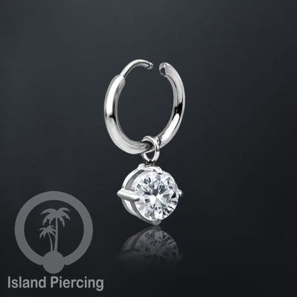 Anting Hoop warna silver dengan Hiasan Perhiasan kecil, Charm, kristal bening pilihan banyak model