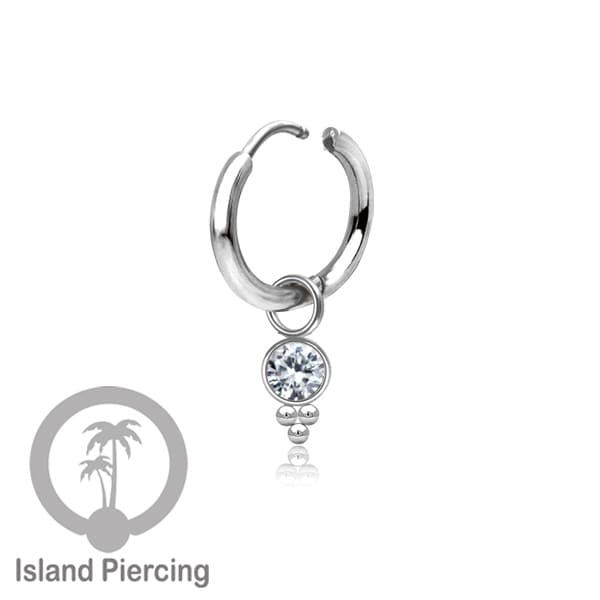 Anting Hoop warna silver dengan Hiasan Perhiasan kecil, Charm, kristal bening pilihan banyak model