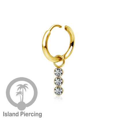 Anting Hoop warna Gold dengan Hiasan Perhiasan kecil, Charm, kristal bening pilihan banyak model