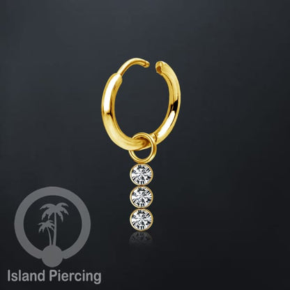 Anting Hoop warna Gold dengan Hiasan Perhiasan kecil, Charm, kristal bening pilihan banyak model