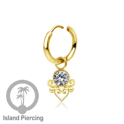 Anting Hoop warna Gold dengan Hiasan Perhiasan kecil, Charm, kristal bening pilihan banyak model